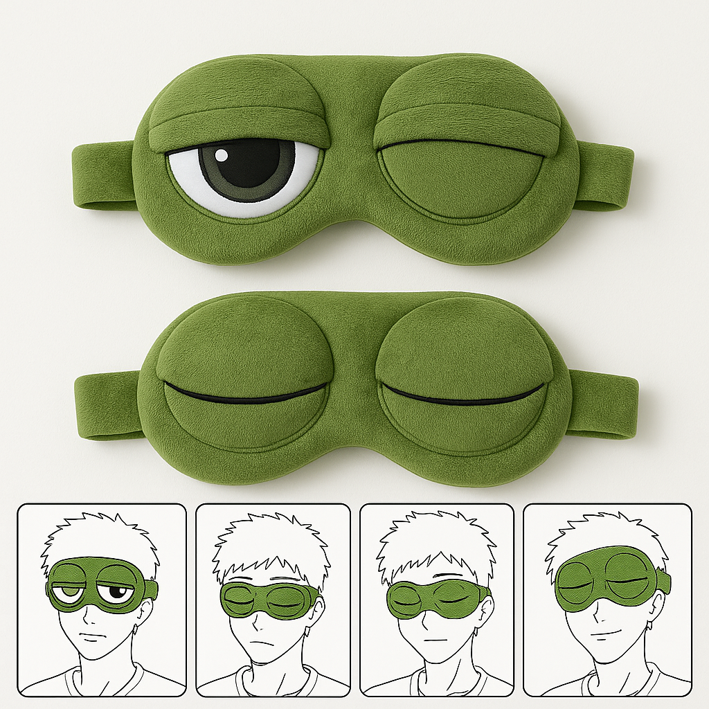 Masque de Sommeil Grenouille – Ludique, Doux et Relaxant pour des Nuits Zen